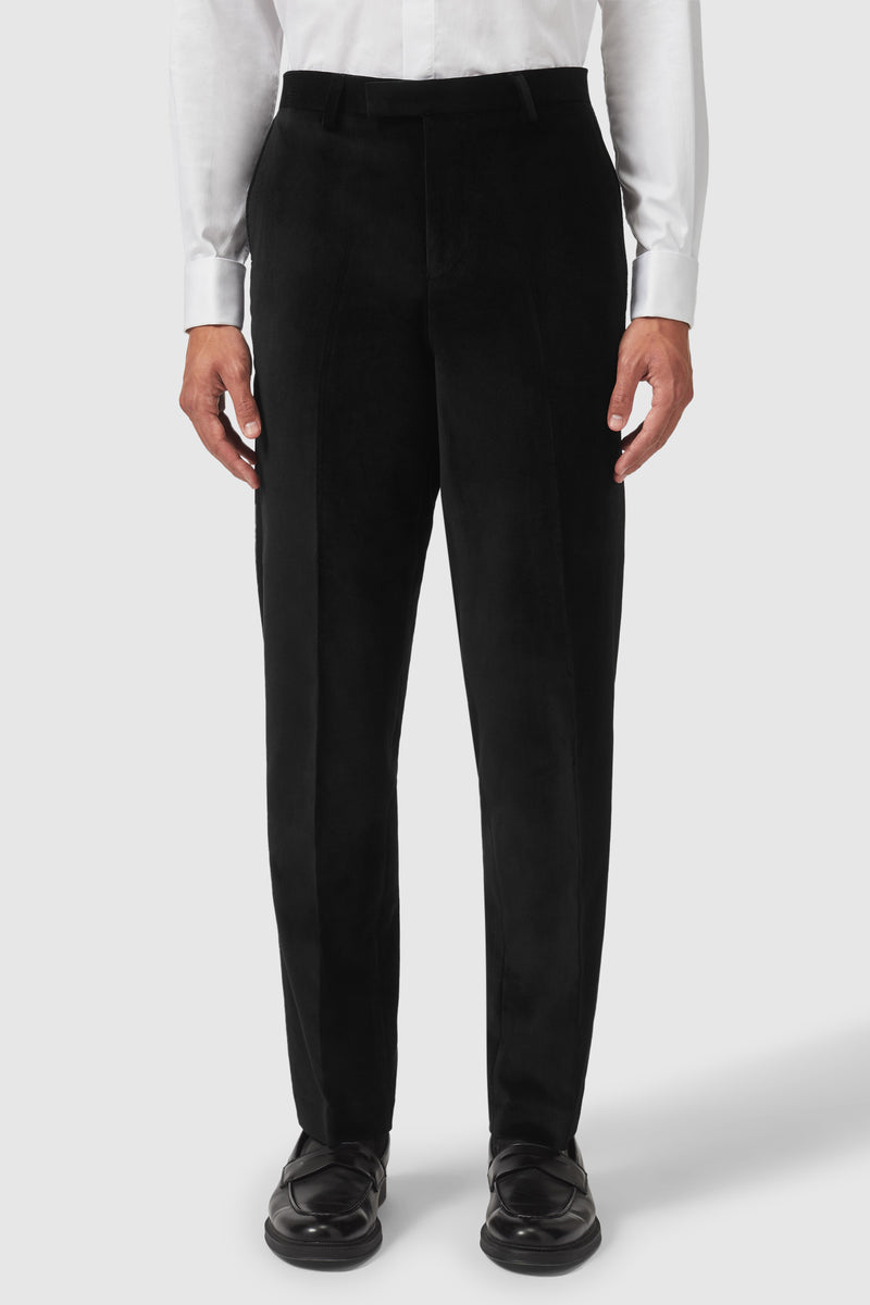 Men's Tailored Slim Fit Black Side VELVET Tuxedo Pants Dress
