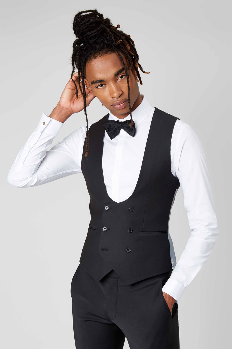 Slim fit deals black waistcoat