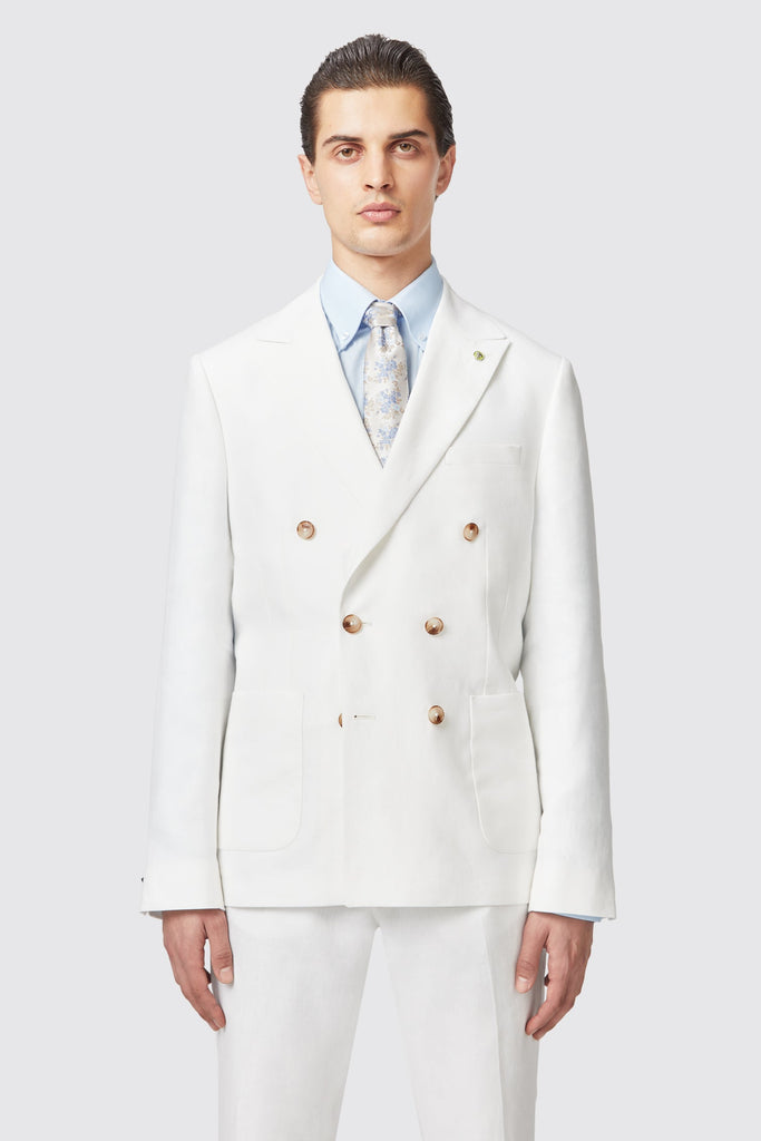 Fairmont Slim Fit White Double Breasted Linen Suit – Twisted Tailor