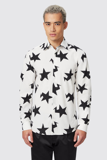 grosjean-slim-fit-white-cotton-star-print-shirt