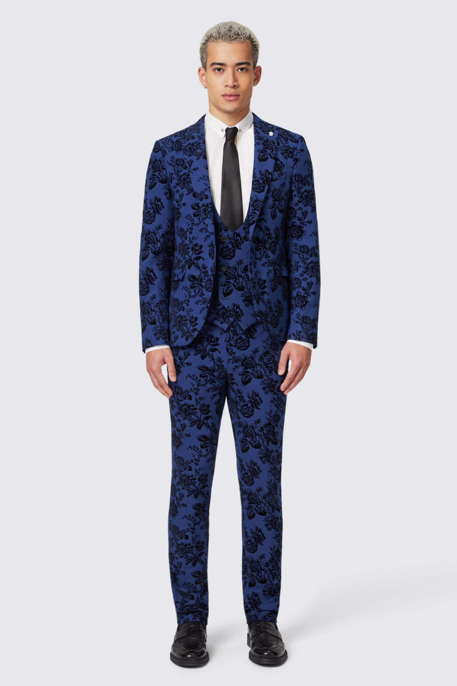 Twisted tailor super skinny suit jacket with flocking top