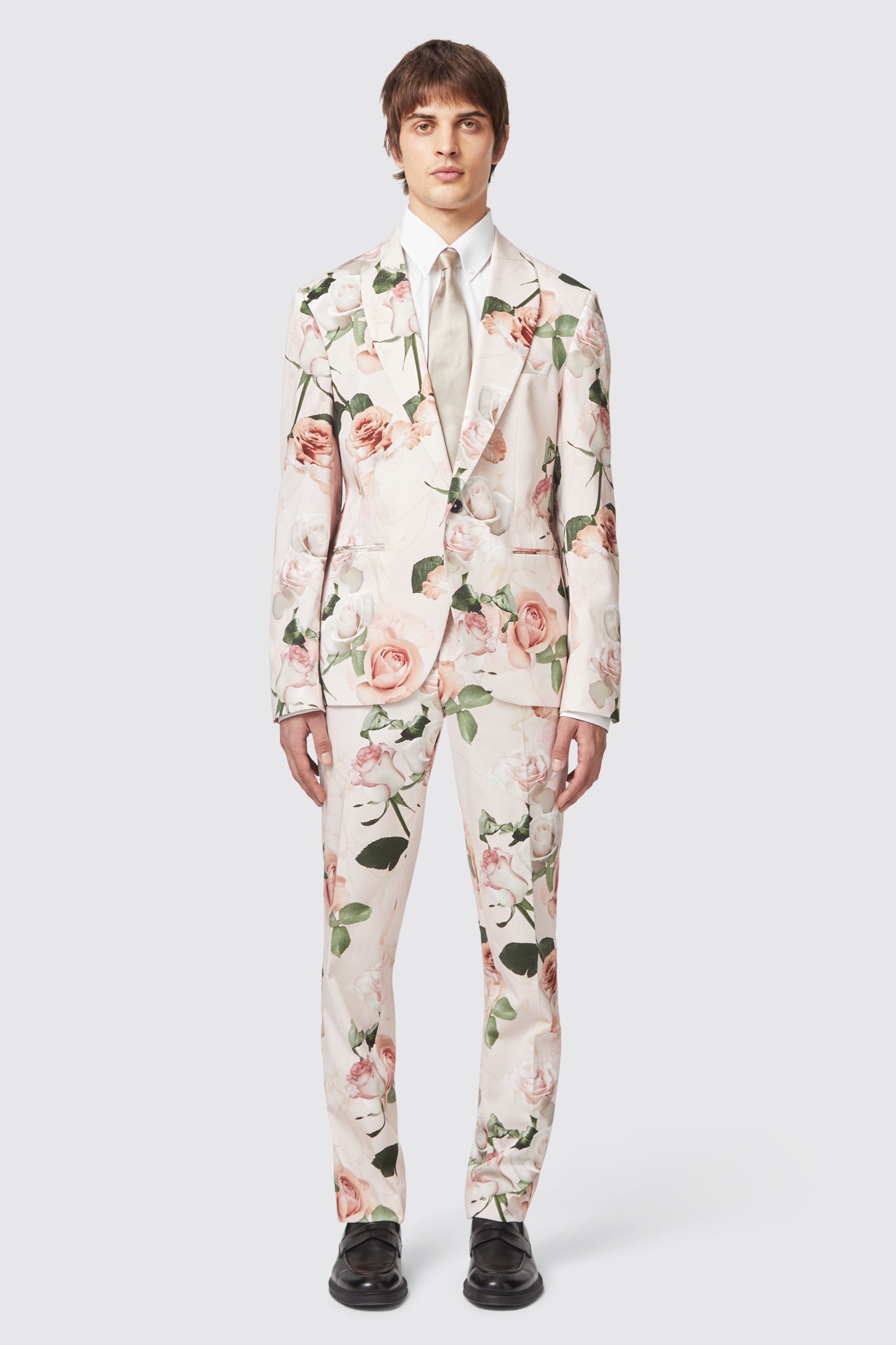 Lincoln Skinny Fit Pink Floral Cotton Suit Twisted Tailor