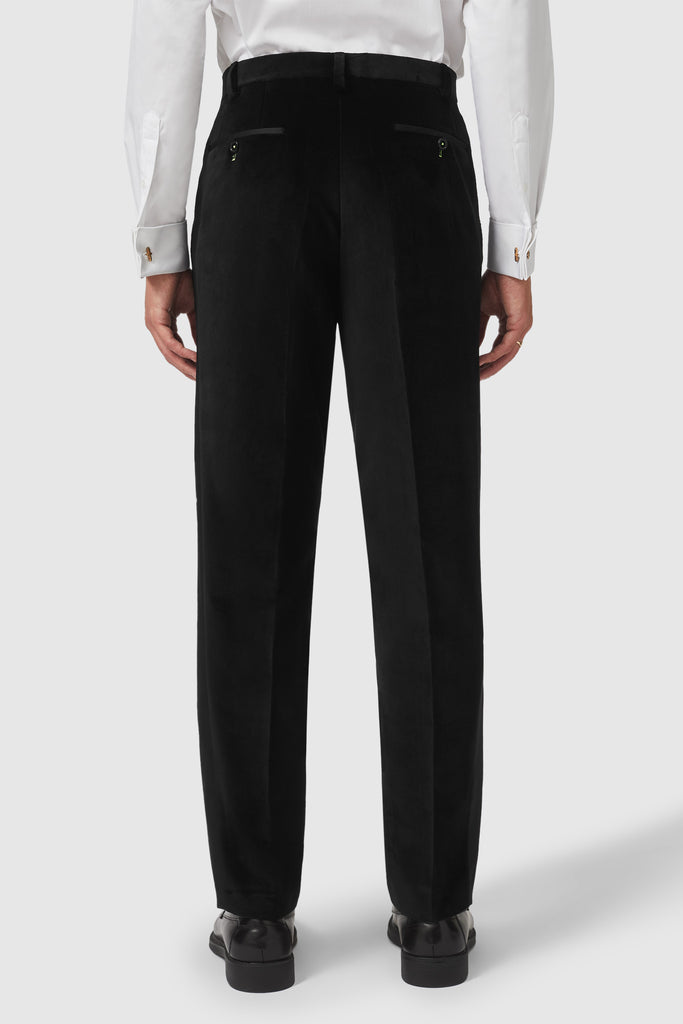 Sylvester Skinny Fit Black Velvet Tuxedo Trouser With Contrast Side ...