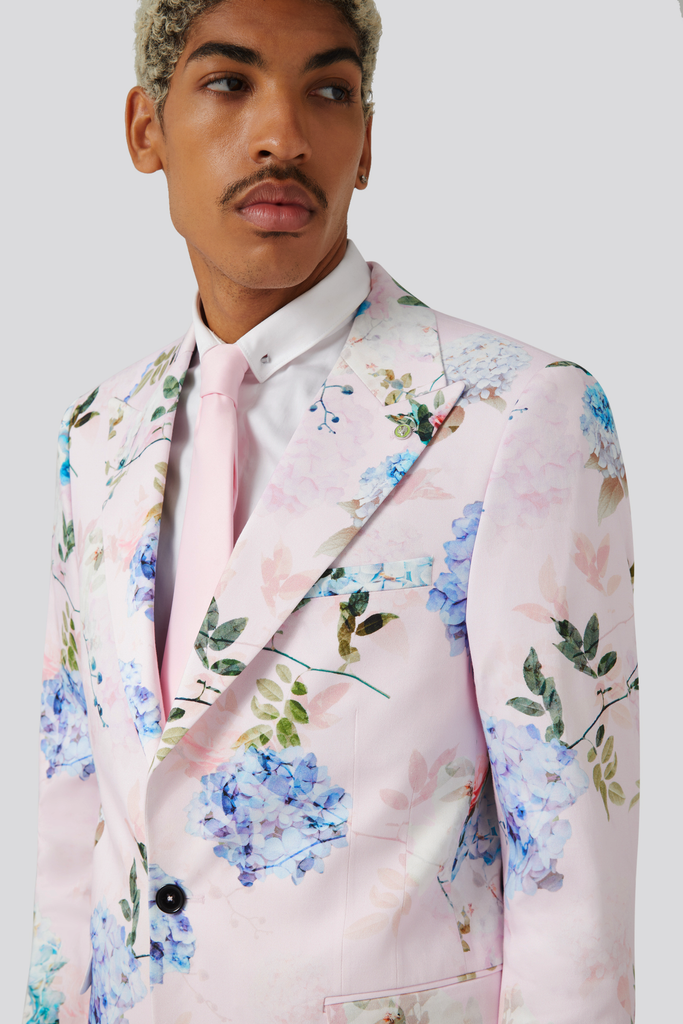 Pickhurst Skinny Fit Pink Floral Cotton Suit – Twisted Tailor