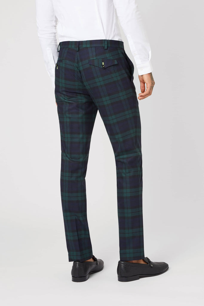 Twisted Tailor Ginger Skinny Fit Trouser In Green Tartan