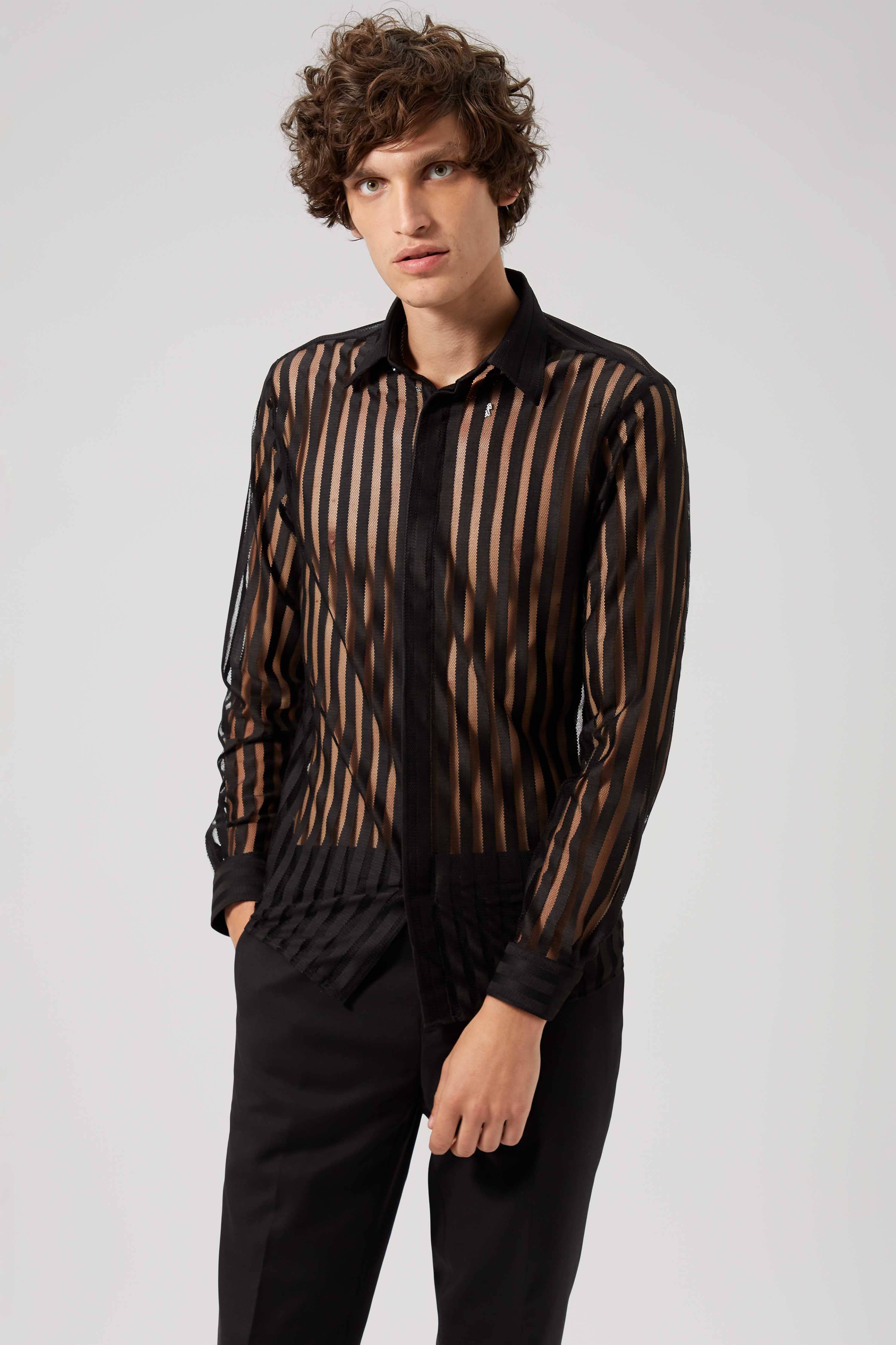 Boise Skinny Fit Black Stripe Mesh Cotton Shirt – Twisted Tailor