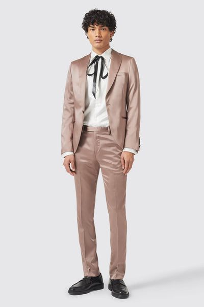 Draco Skinny Fit Rose Gold Sateen Suit