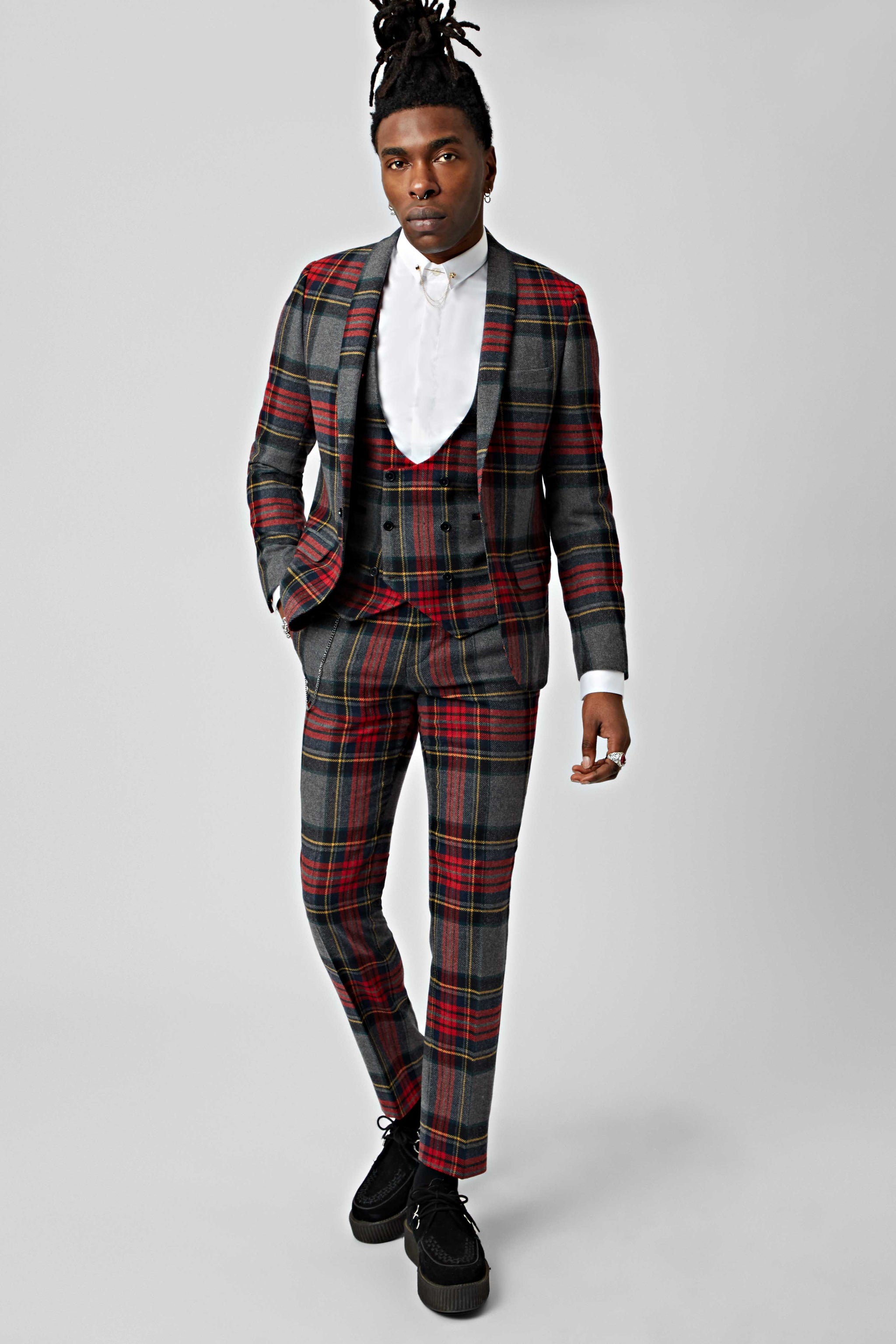 Mens tartan suit jacket best sale