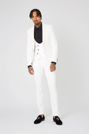 Twisted Tailor Hemmingway Skinny Fit Suit Jacket in White - New Ellroy