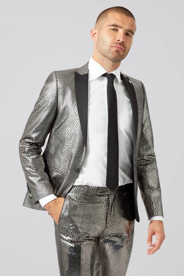 Insight Skinny Fit Silver Snake Print Jacket - ARCHIVE – Twisted Tailor
